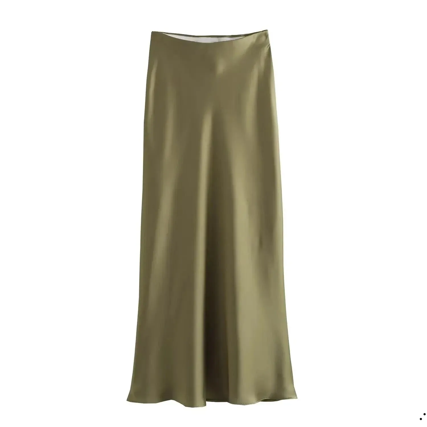 Women's Vintage Fashion Satin Solid Pleated Midi Skirt
