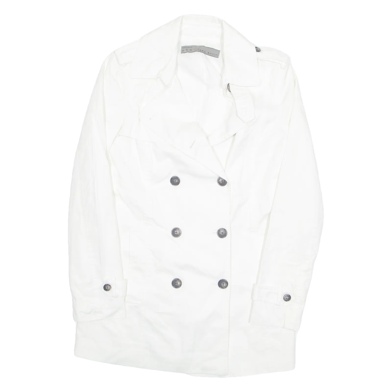 ZARA Womens Pea Jacket White S