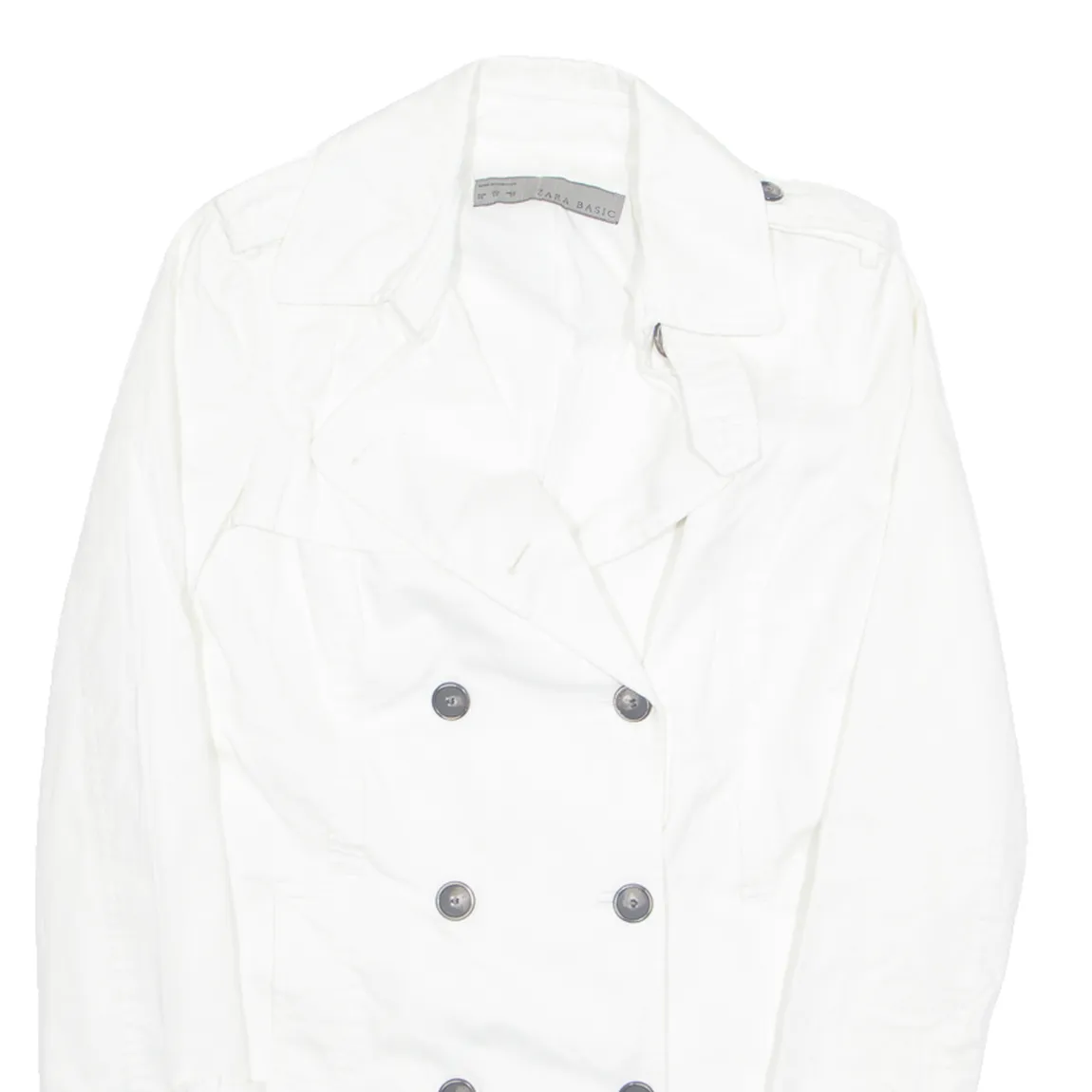 ZARA Womens Pea Jacket White S